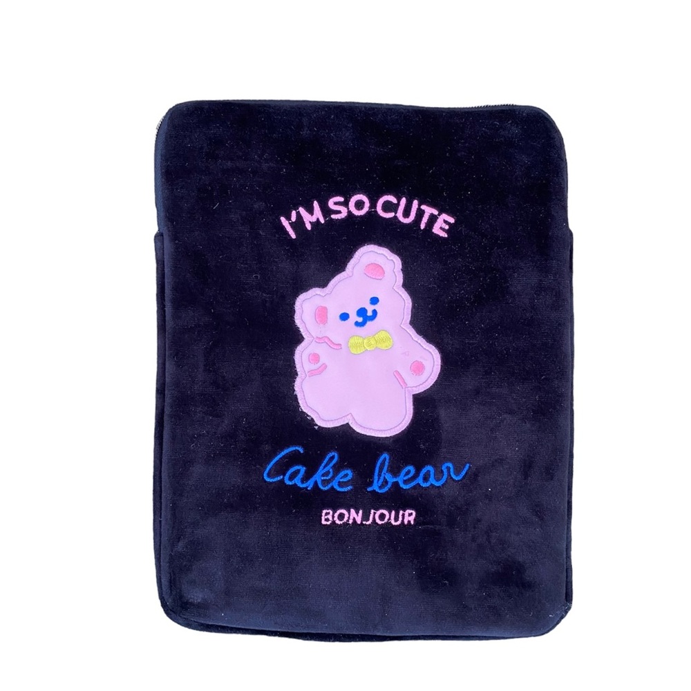 Cake Bear Black Soft Plush Teddy Storage Bag Pouch